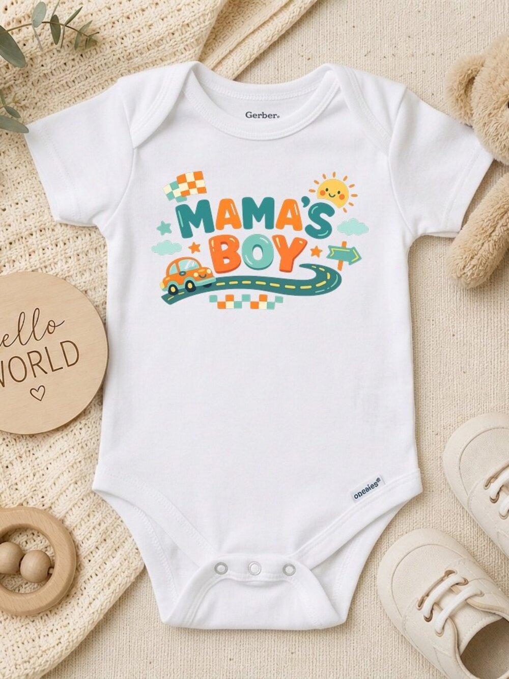 Mama's Boy Checkered Retro Boys Bodysuit Baby Gift ONESIE®